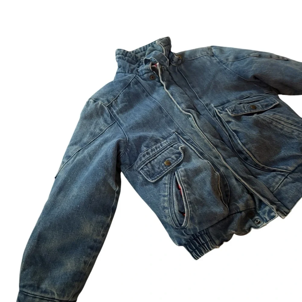Vintage 80s Current Seen Denim Jacket Fleece Lined Youth Size 10 - Picture 5 of 7